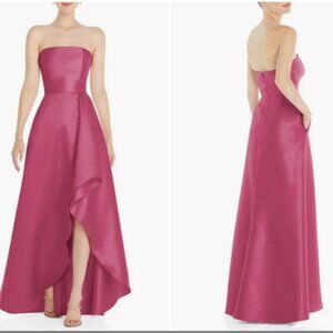 Alfred Sung Tea Rose Strapless Satin Gown D832